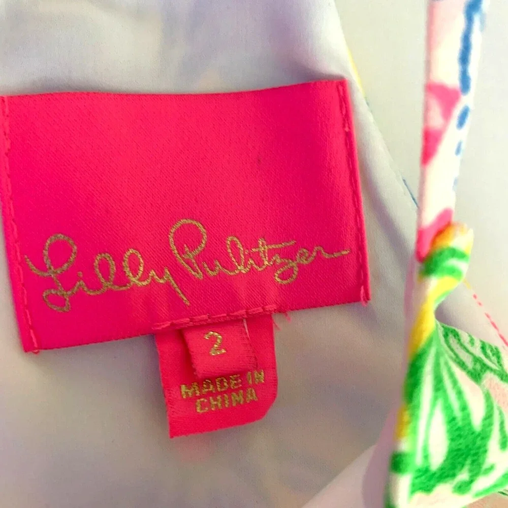 Lilly Pulitzer Pearl Romper Cheek to Cheek sz 2 Animals‎ Floral - Picture 3 of 8